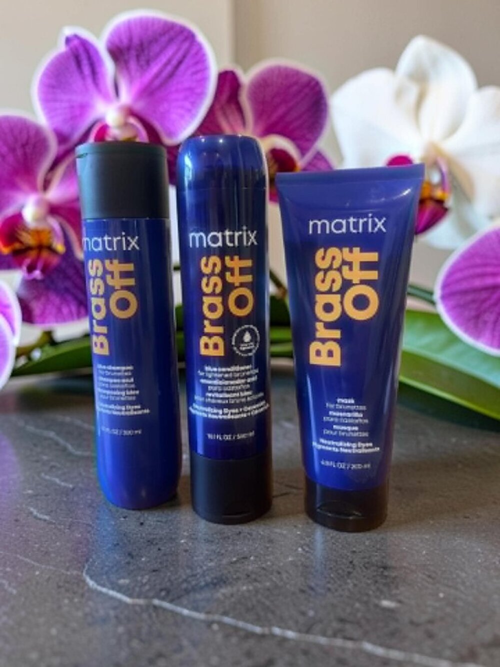 Matrix Brass Off Toning Trio Shampoo & Conditioner Neutralization Hair Mask